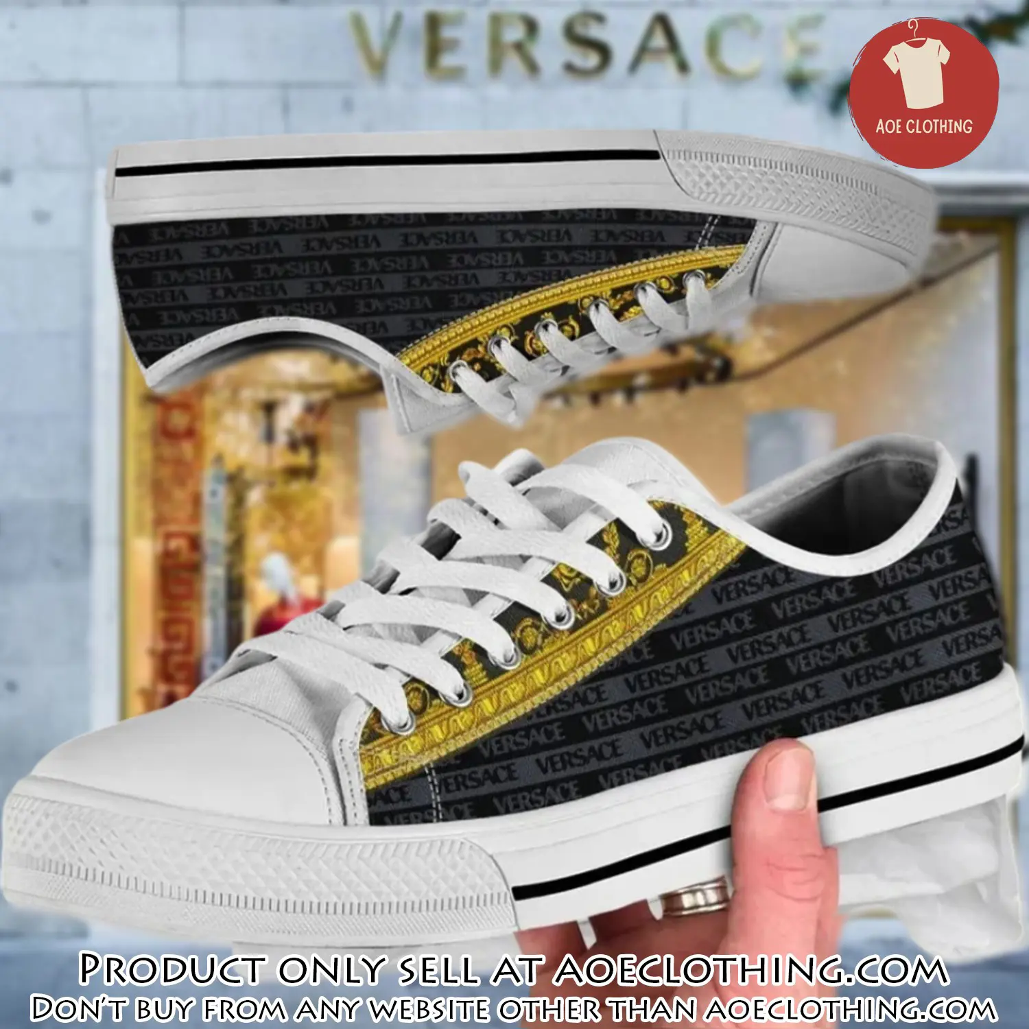 Versace grey low top canvas shoes luxury brand gifts for men women aoe1500969